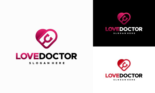 Love Doctor Logo diseños concepto vector Doctor App Logo icono plantilla