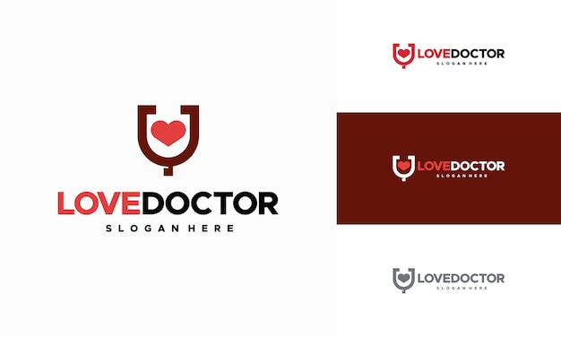 Vector love doctor logo diseños concepto vector doctor app logo icono plantilla