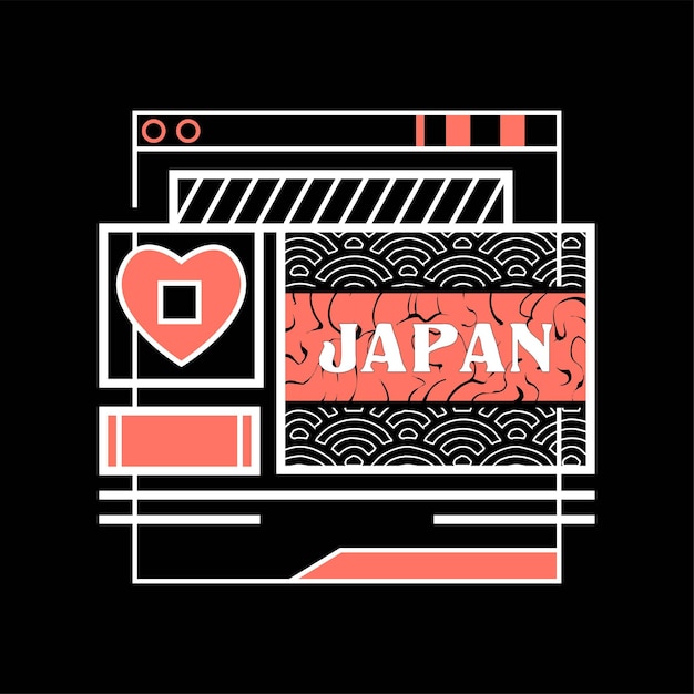 Love japan camiseta ilustración vector premium