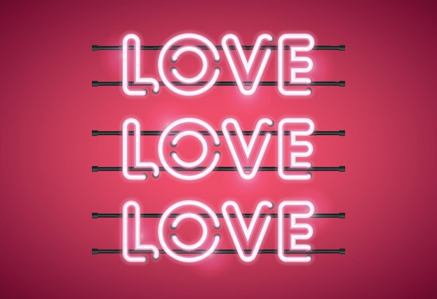 Love Love Love Valentine's Day letrero de neón brillante
