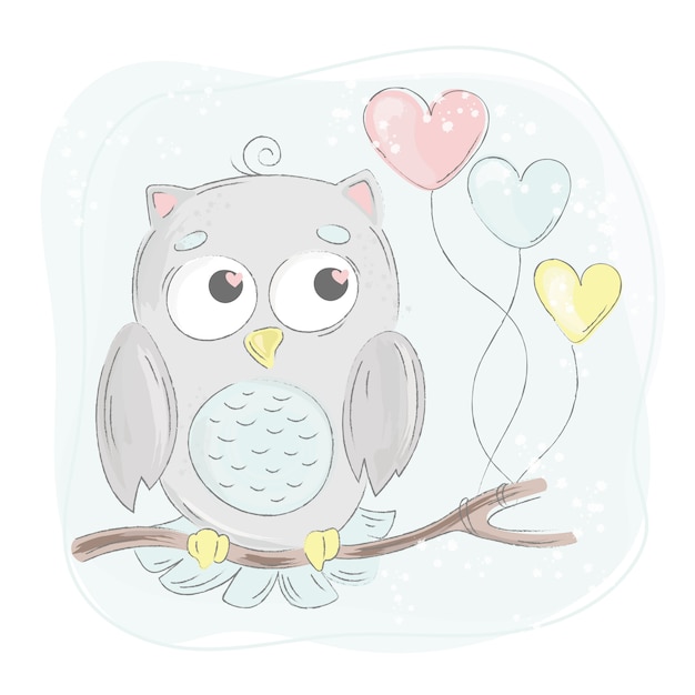 LOVE OWL Cartoon Bird Forest Animal