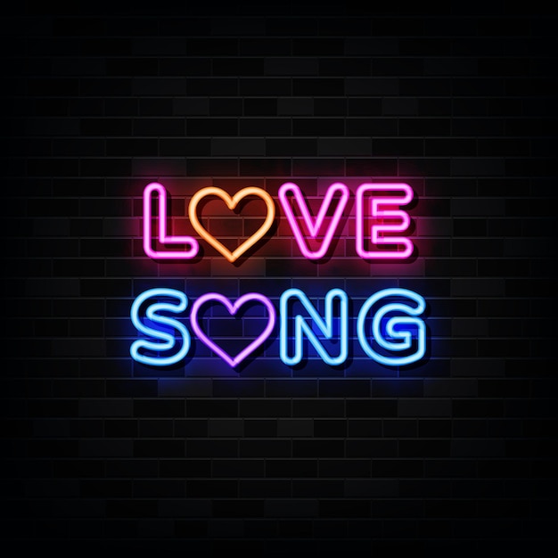 Love song neon signs love music vector