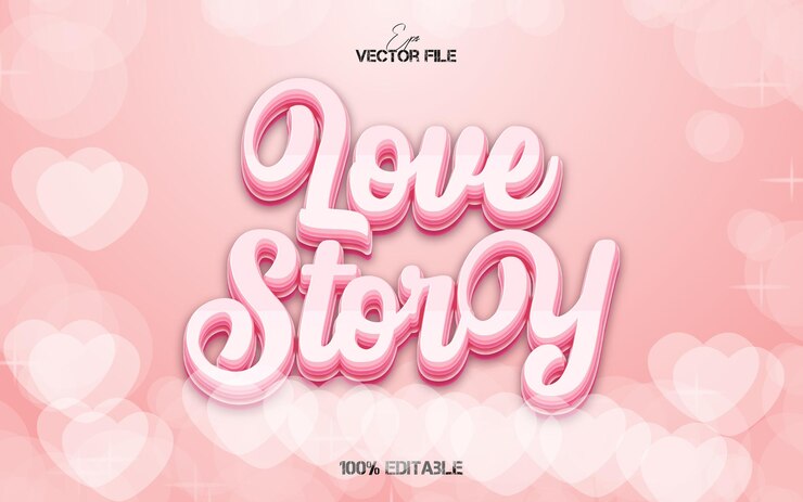 Love Story Eps Vector 3D Efecto de texto