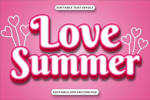 Love Summer Efecto de texto editable Diseño de estilo de relieve en 3 D