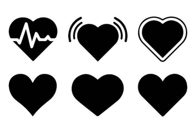 Love Vector Conjunto de íconos de corazones de amor con ilustración de corazones sólidos y con contornos