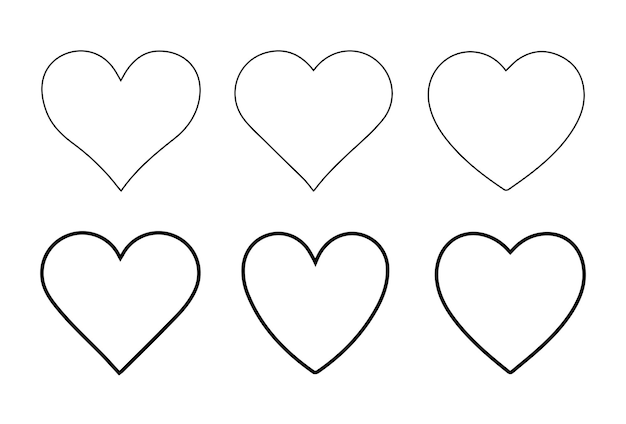 Love Vector Conjunto de íconos de corazones de amor con ilustración de corazones sólidos y con contornos