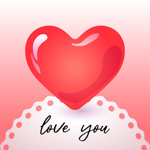 Love yoy tarjeta de felicitación con corazón rojo