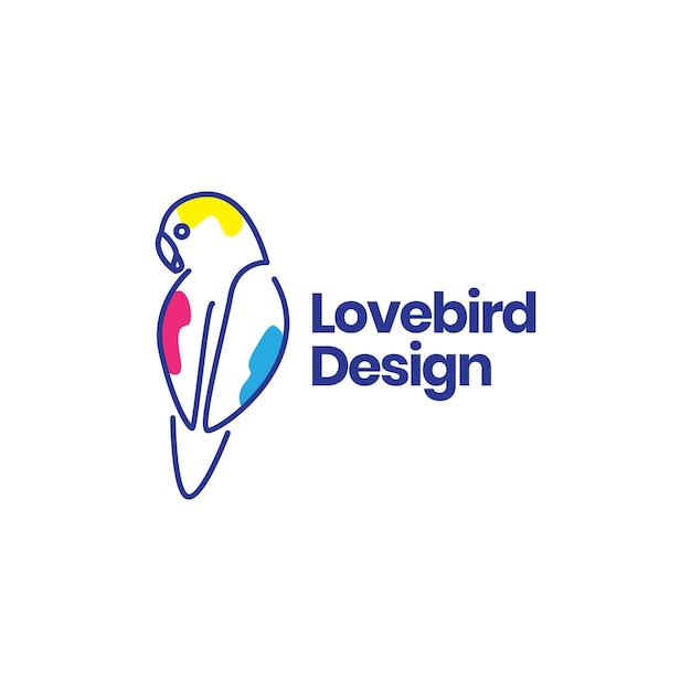 Vector lovebird líneas arte diseño de logotipo abstracto