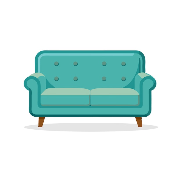 Loveseat Sala de estar Muebles aislados Ilustración vectorial plana en fondo blanco