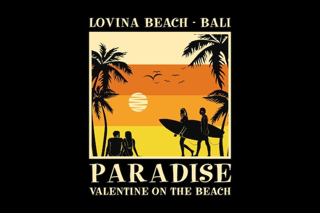 .loving beach bali, diseño estilo retro aguanieve