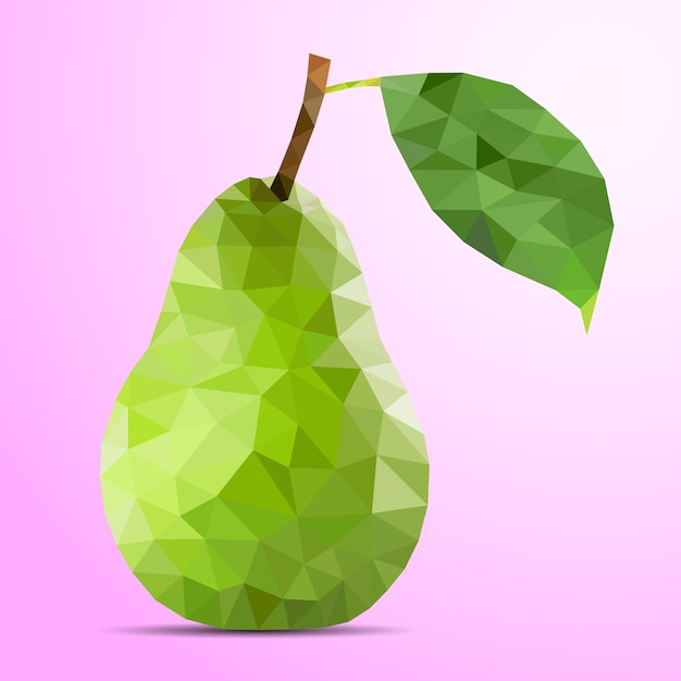 Low poly pear sobre un fondo rosa