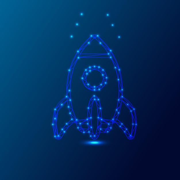 Low Poly Rocket Design Modelo 3D elegante y estilizado para animación de juegos y visuales con temas espaciales