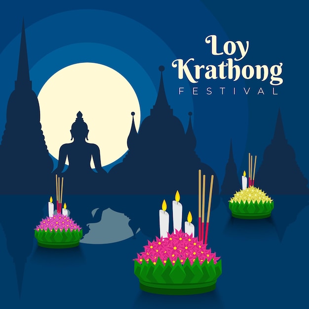 Loy krathong en diseño plano