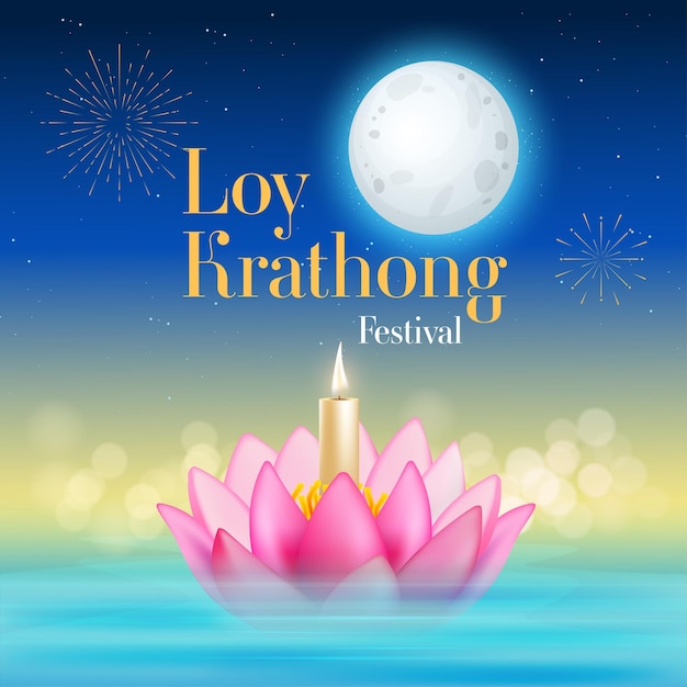 Loy krathong festival viaje tailandia - ilustración vectorial