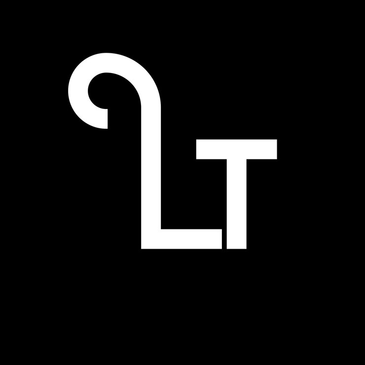 Vector lt diseño de letras del logotipo letras iniciales ícono del logotipo lt letra abstracta lt plantilla de diseño de logotipo minimalista l t vector de diseño de letras con colores negros lt logotipo