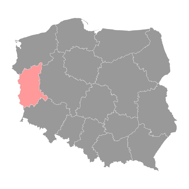 Lubusz Voivodato mapa provincia de Polonia Vector ilustración