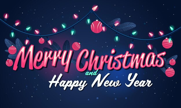 Luces y adornos navideños diseño festivo con bombillas y bolas de colores sobre fondo oscuro
