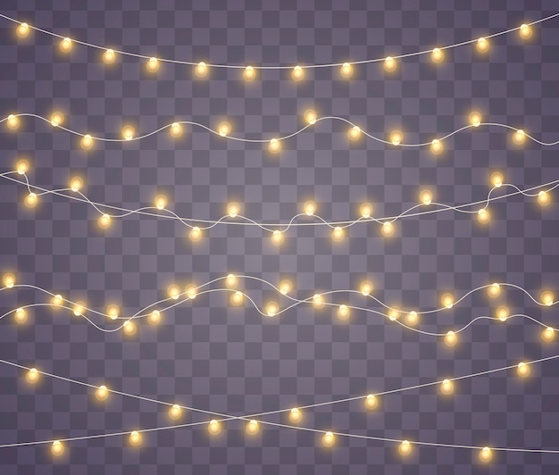 Luces amarillas de guarland