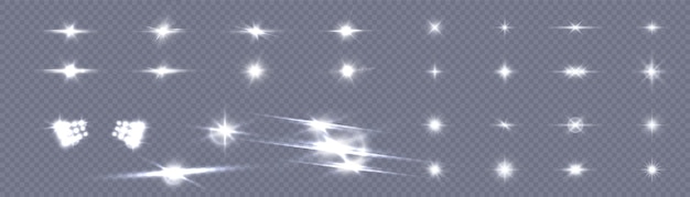 Luces blancas brillantes sobre un fondo transparente.