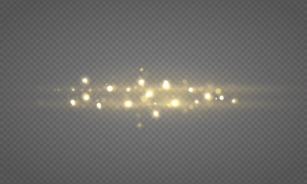 Vector luces de bokeh brillantes que brillan partículas de sol de estrellas chispas con efecto de destello de lente polvo de navidad