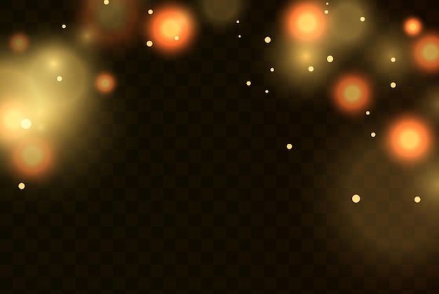 Luces Bokeh brillantes sobre un fondo transparente