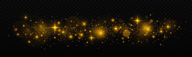 Las luces bokeh de brillo están aisladas en un fondo transparente Efecto de luz de brillo dorado
