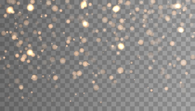 Luces bokeh de color dorado Partículas de brillo aisladas