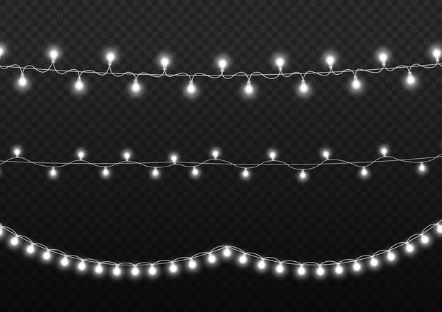 Luces brillantes, bombillas de guirnalda. Decoraciones de guirnaldas.