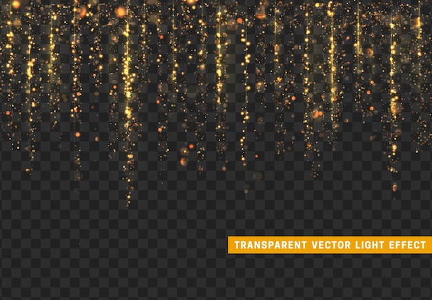 Luces brillantes brillo dorado. Textura de partículas brillantes. Polvo de oro navideño. Fondo de vector brillante de lujo