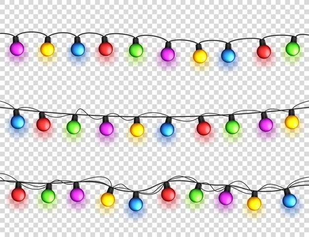 Luces brillantes de Navidad guirnaldas con bombillas de colores vacaciones de Navidad diseño de tarjeta de felicitación de Navidad