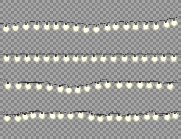 Luces brillantes de Navidad guirnaldas con bombillas de colores vacaciones de Navidad diseño de tarjeta de felicitación de Navidad