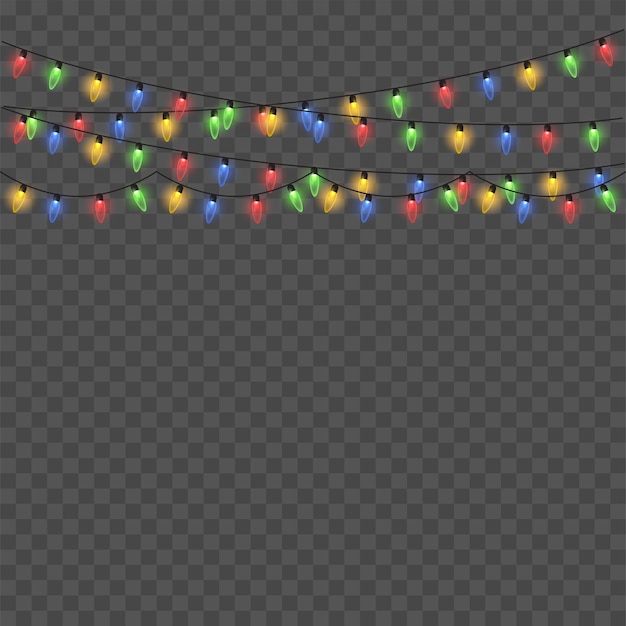 Luces brillantes para tarjetas navideñas, pancartas, carteles, diseño web. Vector