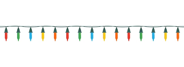 Luces de colores navideños aisladas sobre fondo blanco.
