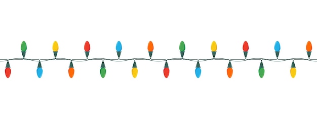 Luces de colores navideños aisladas sobre fondo blanco.