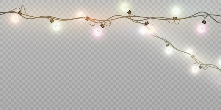 Vector luces de cuerda sobre un fondo transparente