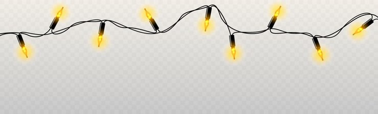 Vector luces doradas de guirnaldas de árboles de navidad aisladas en un fondo claro ilustración vectorial