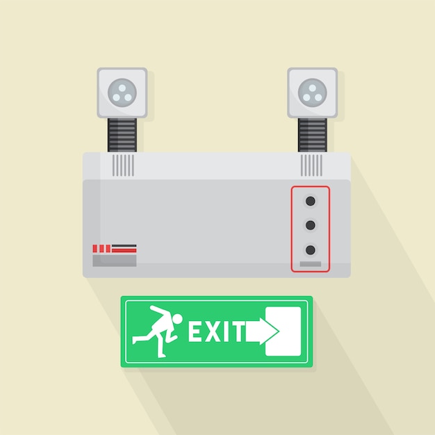 Vector luces de emergencia y puerta de salida