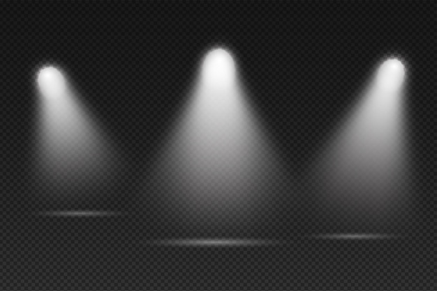 Luces de escenario, haces de luz blanca, diseño brillante
