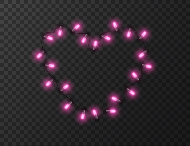 Luces en forma de corazón aisladas en transparente