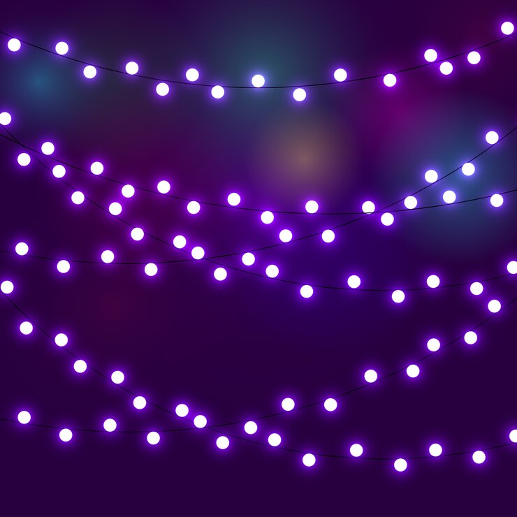 Vector luces. guirnalda de colores brillantes. guirnaldas de colores, bombillas incandescentes rojas, amarillas, azules y verdes. leds iluminados de neón sobre fondo transparente. ilustración