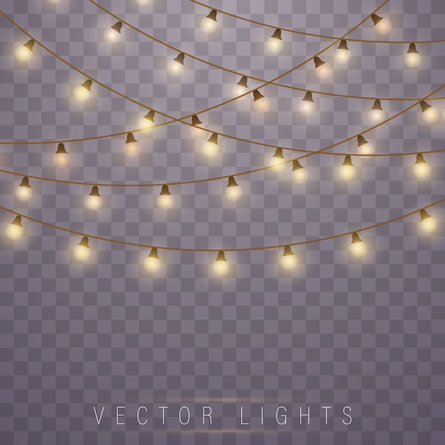 Vector luces de guirnalda de navidad