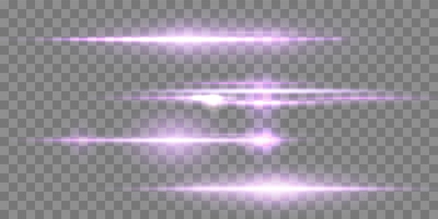 Las luces de las lentes púrpuras se establecen el destello solar con rayos o reflectores efecto de luz de brillo violeta