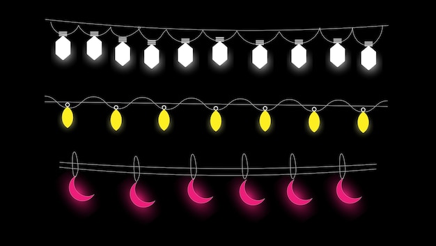 Las luces modernas están colgando la ilustración de la luna creciente los elementos de luz vectorial