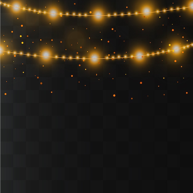 Luces de Navidad aisladas. Decoraciones de guirnaldas. Lámpara led de neón.