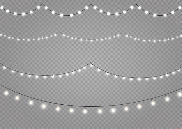 Luces de Navidad aisladas. Decoraciones de guirnaldas.