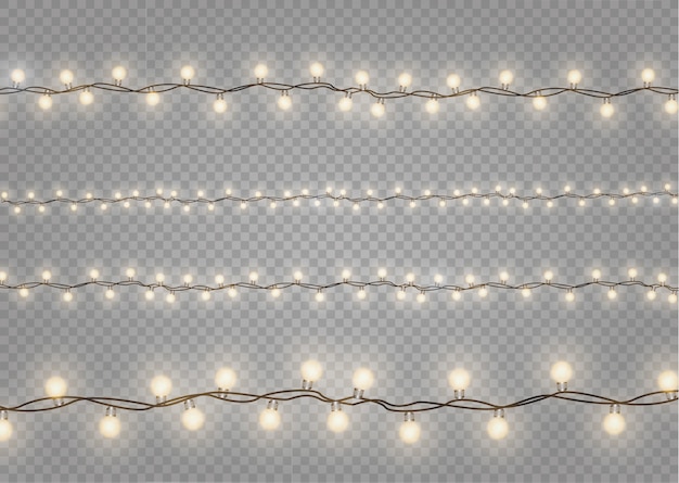 Luces de Navidad aisladas. Decoraciones de guirnaldas.