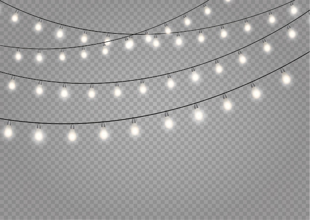 Luces de Navidad aisladas. Decoraciones de guirnaldas.