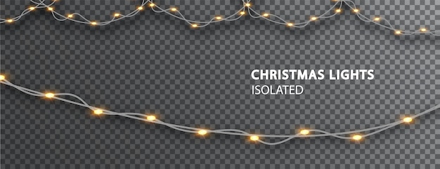 Luces de Navidad aisladas. Decoraciones navideñas guirnaldas brillantes.