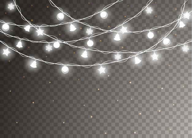Luces de navidad aisladas. Guirnalda brillante de Navidad. ilustración.