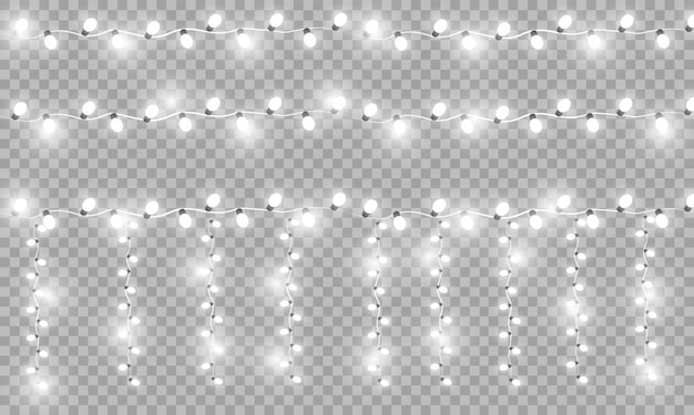 Luces de Navidad aisladas. Guirnaldas, adornos navideños.